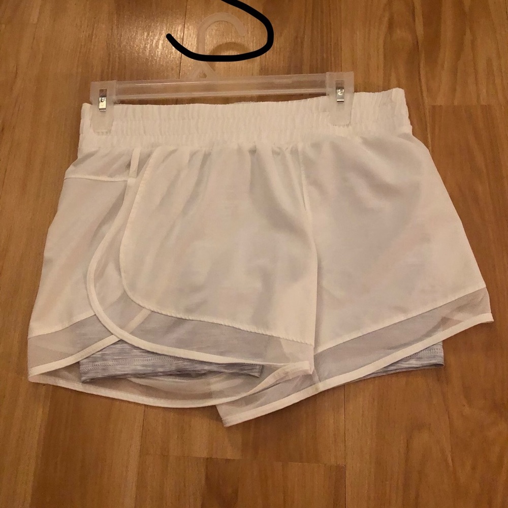 small white shorts with spandex